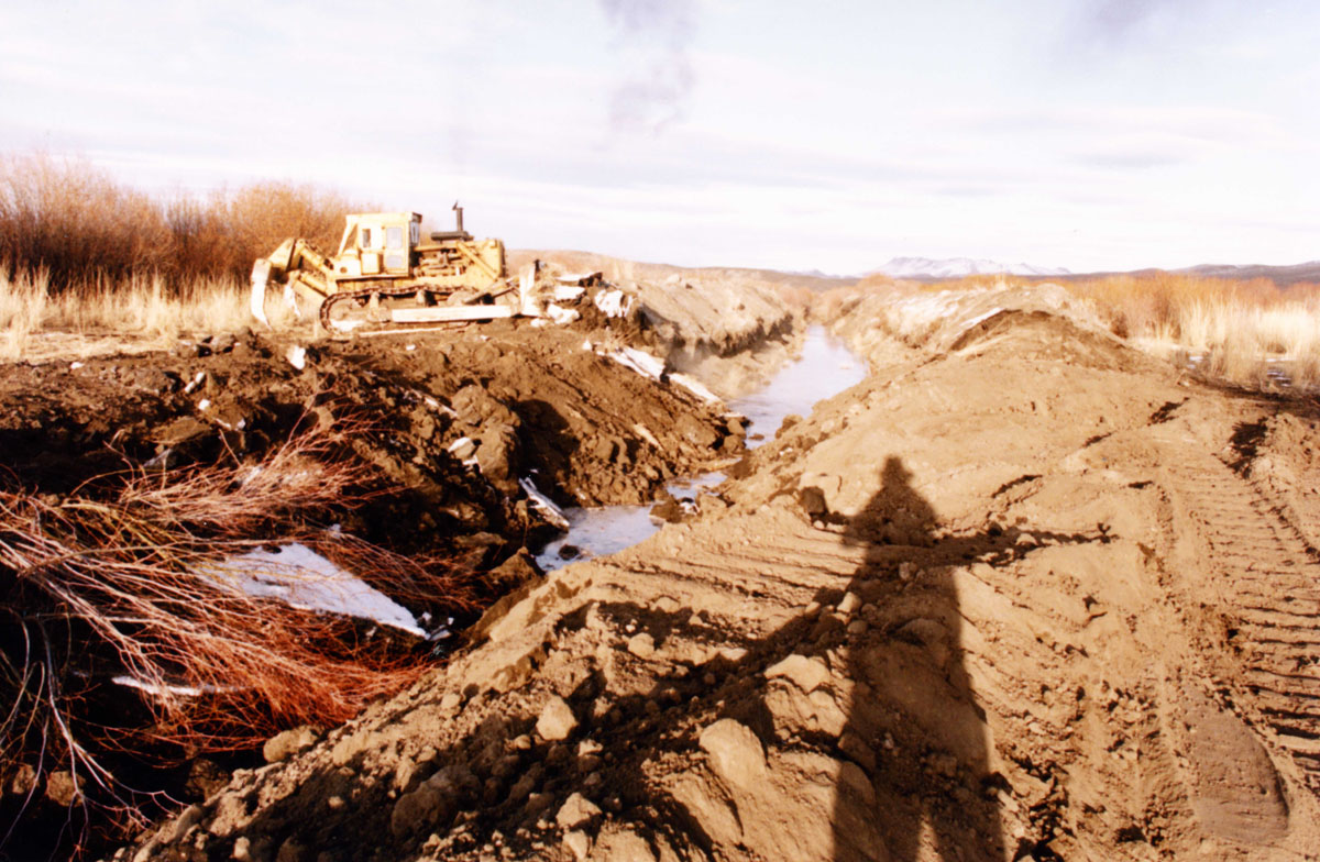 Filling in the gully during restoration in 1991
